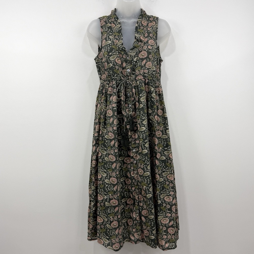 Natural Life Amelia Dress M Floral Midi Boho Cottagecore Hippie Button Front
